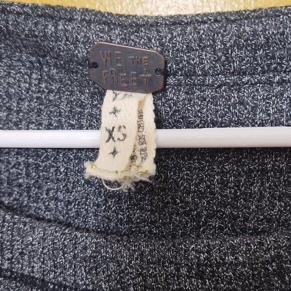 We The Free Long Sheer Floral Puff Sleeve Waffle Knit Cotton Blend Tunic XS Boho - Picture 2 of 5